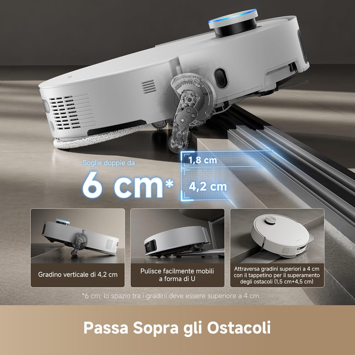DREAME X50 Ultra Complete Robot Aspirapolvere, Rilevamento Degli Ostacoli con IA e Navigazione a 360°, Superare l'ostacolo di 6CM, Aspirazione Fino a 20000 Pa, Doppia Spazzola Antigroviglio