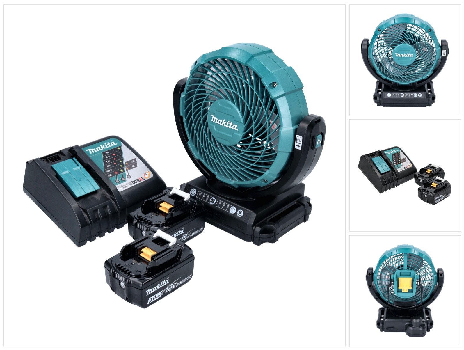 Akku-Standventilator DCF 102 RF Akku Ventilator Lüfter 18 V 18 cm + 2x Akku 3,0 Ah + Ladeg