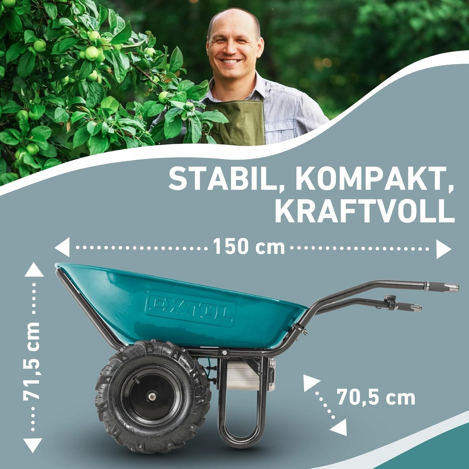 Elektrische Schubkarre mit Akku I 100L Mulde I 260kg Traglast I 500W I 40V Li-ion mit 6000mAh