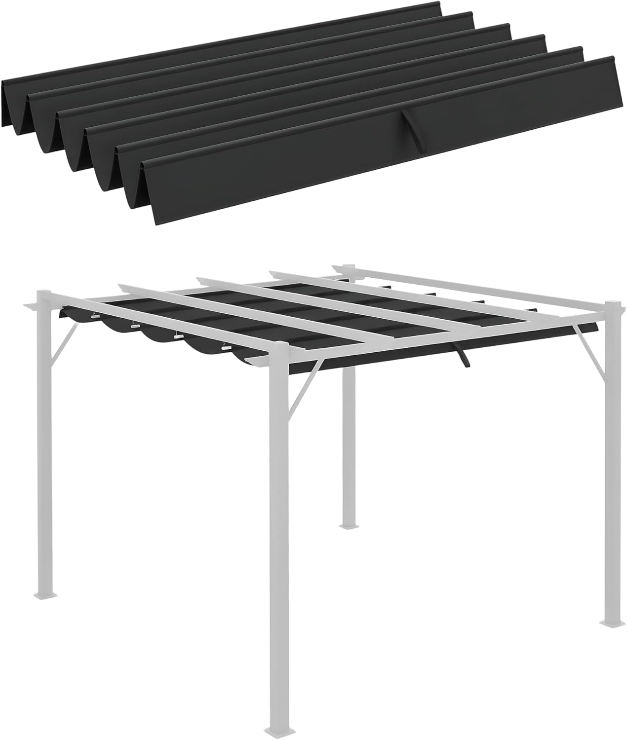 Outsunny Pergola Roof with 10 Drainage Holes, Replacement Cover for Gazebo in Breathable Polyester for Garden Pergola 3 x 3 m, Dark Grey