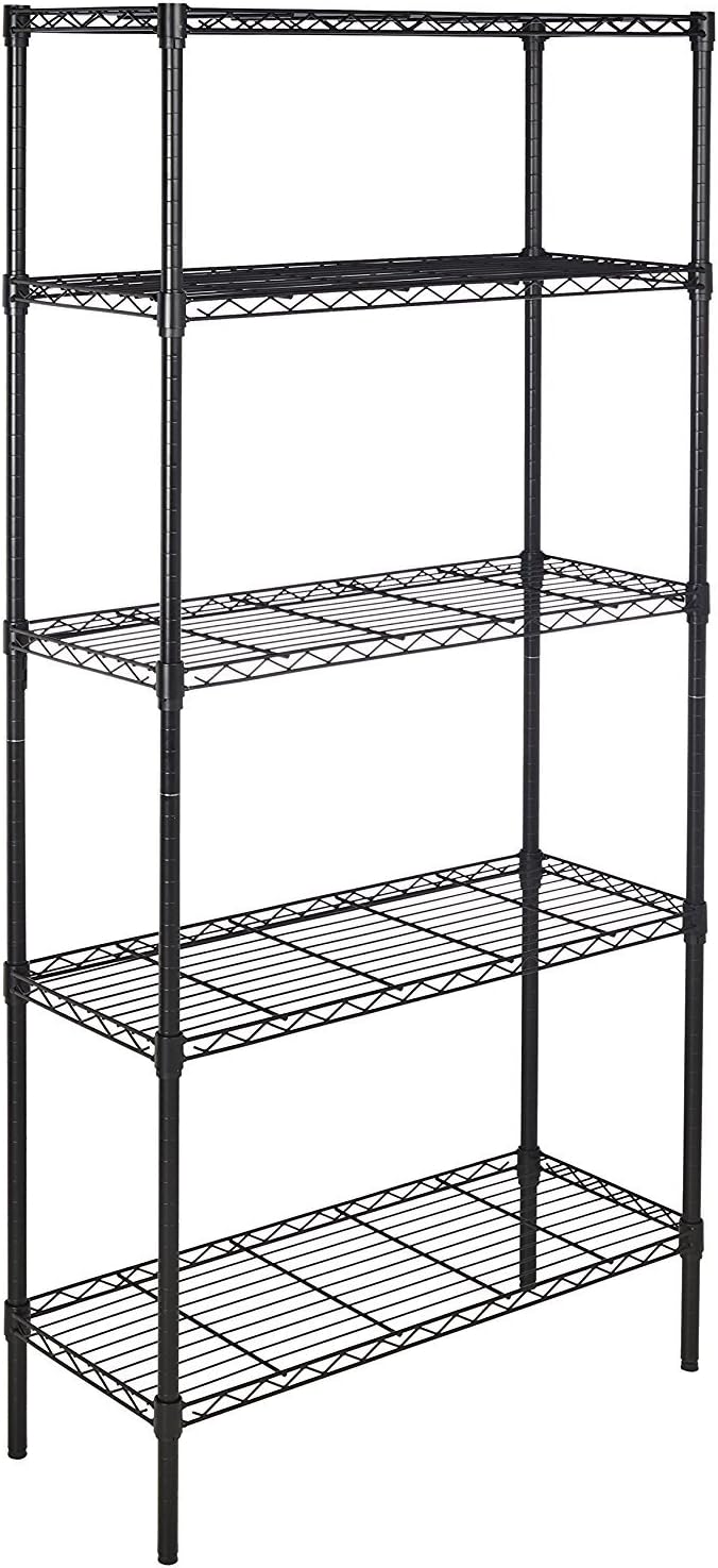 Amazon Basics 3 Tier Narrow Storage Rack with Wheels Adjustable Feet Height 340kg Max Weight 340kg Chrome 34cm D x 59cm W x 83.3cm H
