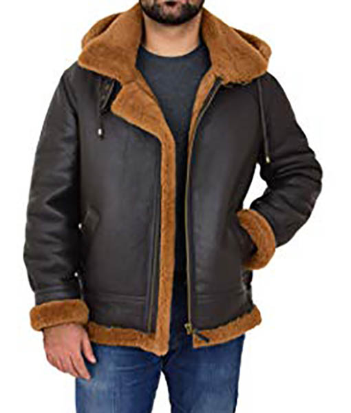 Men’s B3 Shearling Bomber Jacket With Hoodie
