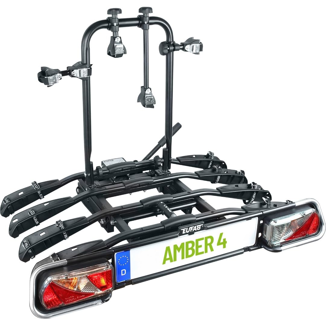Fahrradträger für Anhängerkupplung, klappbar für 4 Fahrräder, 60 kg Nutzlast, 13-poliger Rundstecker