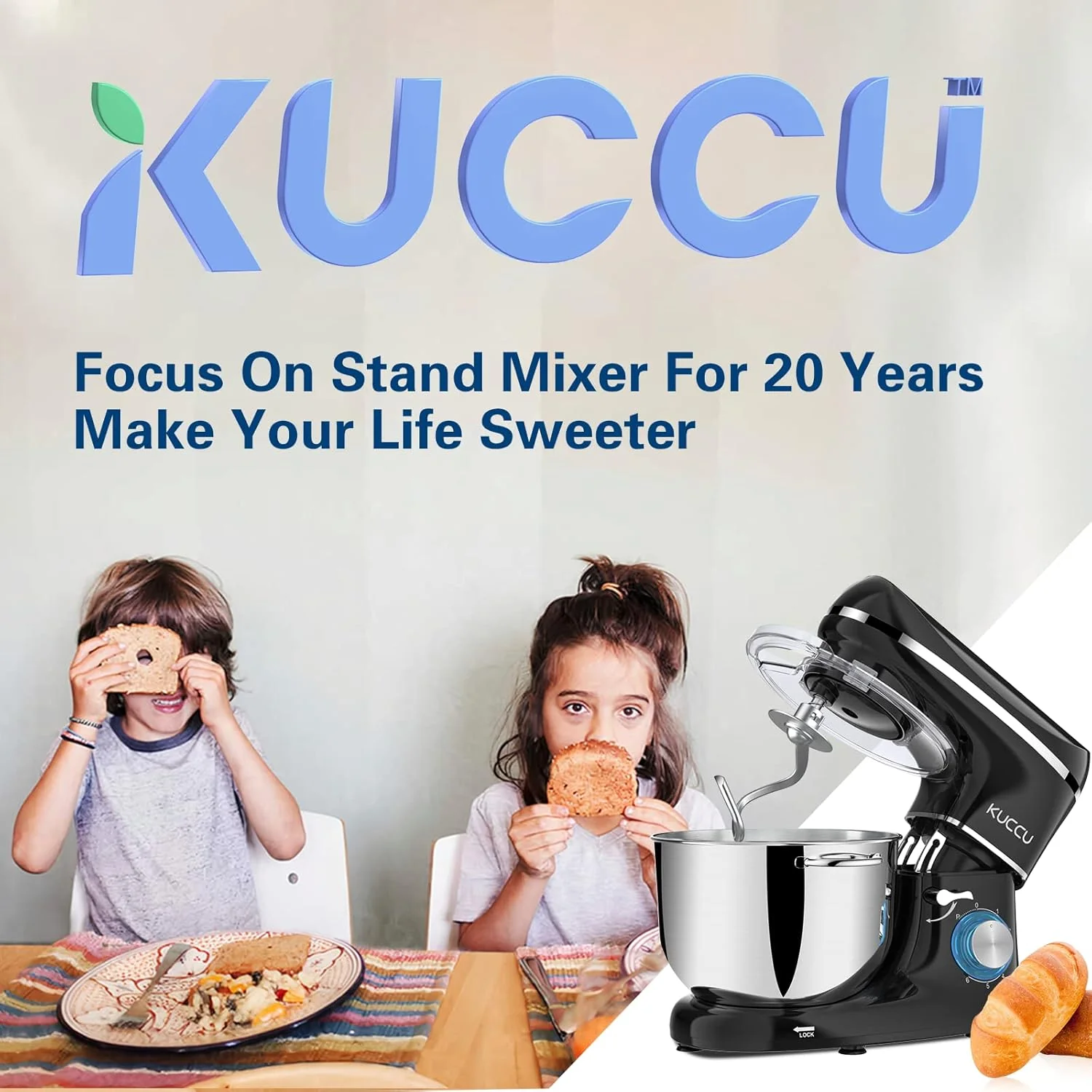 Stand Mixer 6.5 Qt 660W 6-Speed Tilt-Head Food Dough Mixer, Kitchen Electric Mixer with Stainless Steel Bowl,Dough Hook,Whisk, Beater, Egg white separator