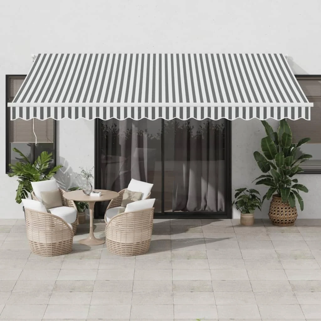 Hoodmeel Markise, 400 x 300 cm, Anthrazit/Schwarz, 4 x3 m mit LED Gelenkarm 4 x3 m Manuell Balkon Klemm Sonnen