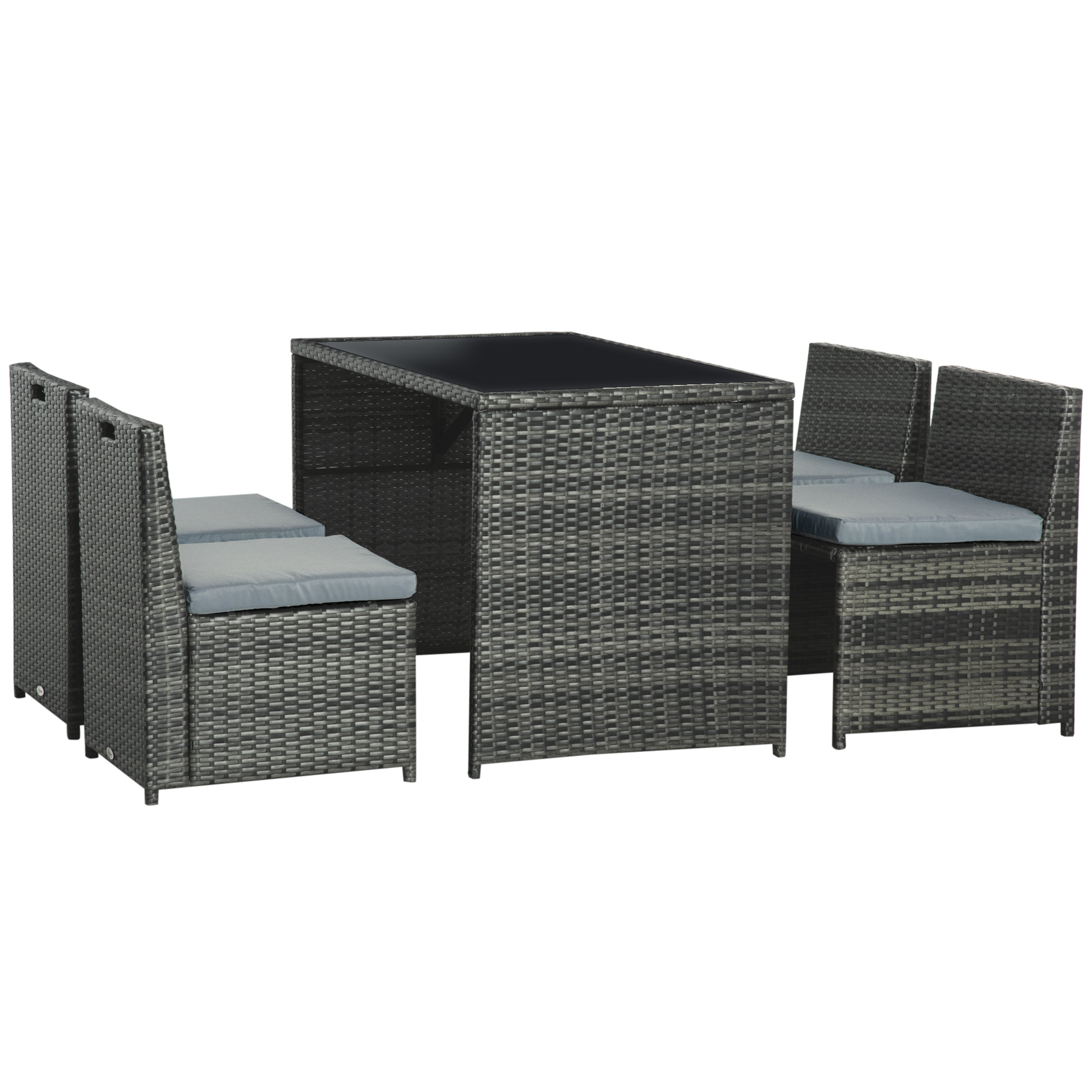 5 stuks Polyrattan tuinmeubelen rotan dining set tuinset grijs