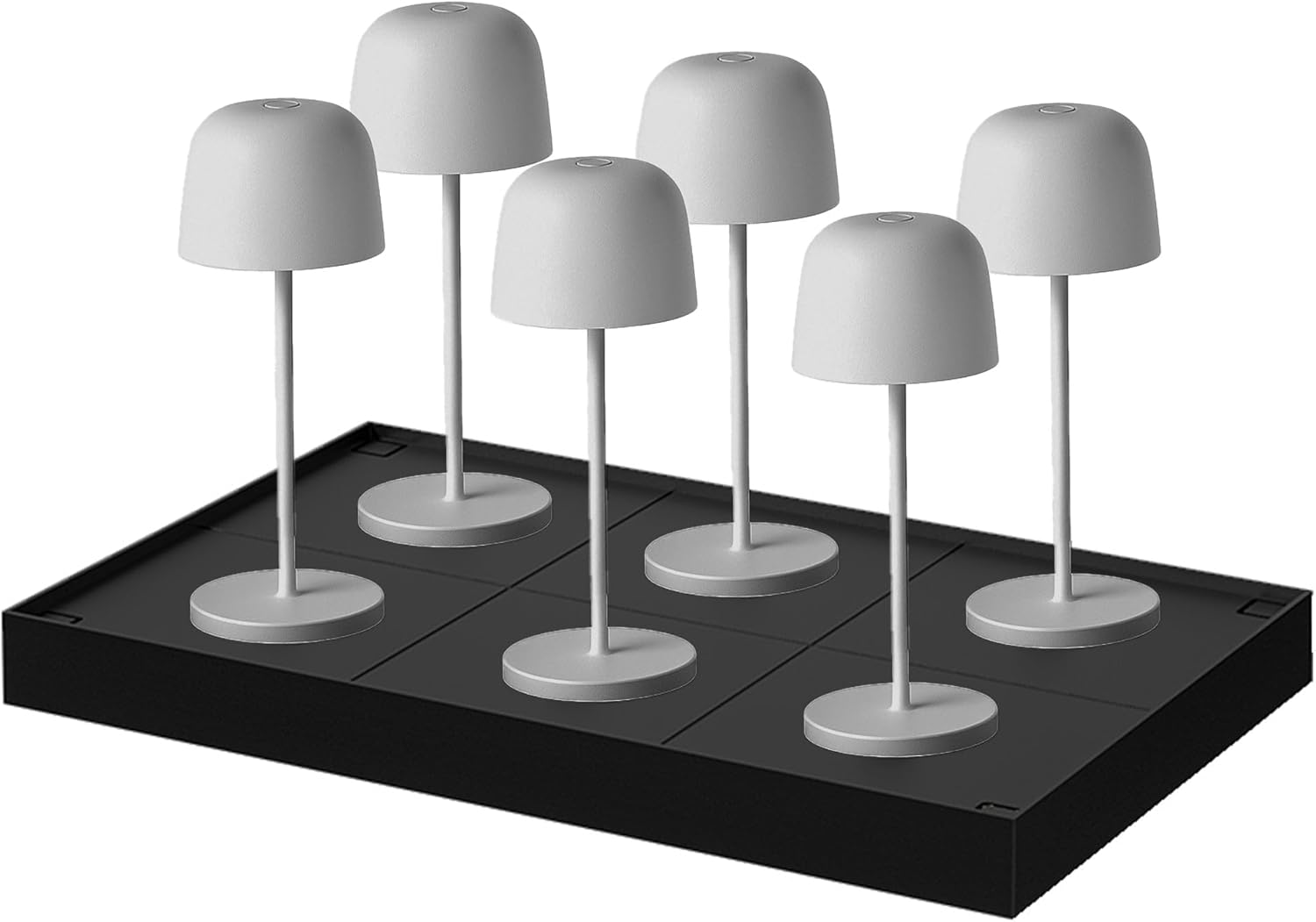 Lumisky Tischleuchte, kabellos, LED, warmweiß, dimmbar, SOPHIA GREY H20 cm, Grau, mit Ladeplatte, 6 Stück
