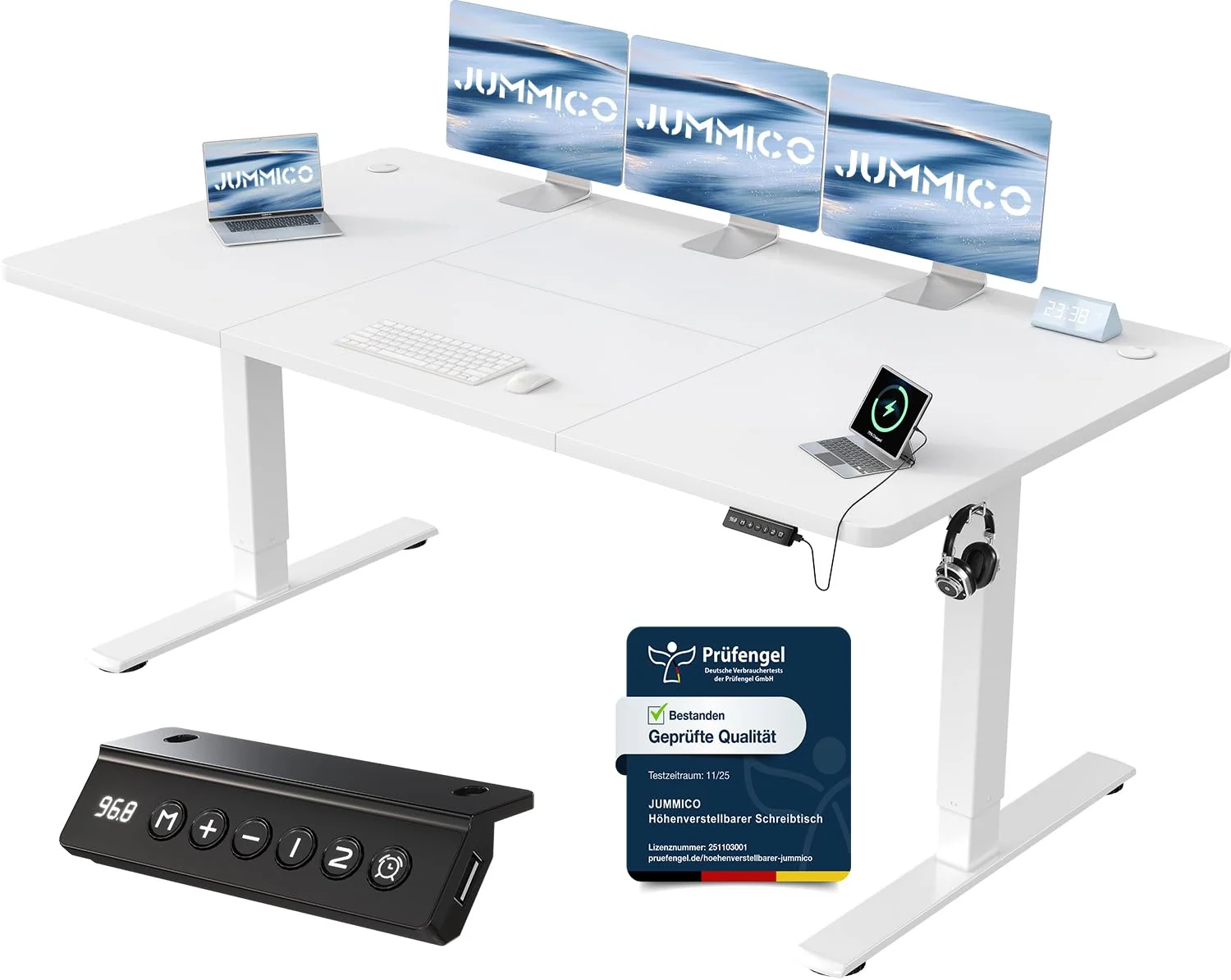 JUMMICO Elektrisch höhenverstellbarer Schreibtisch mit USB-Anschluss