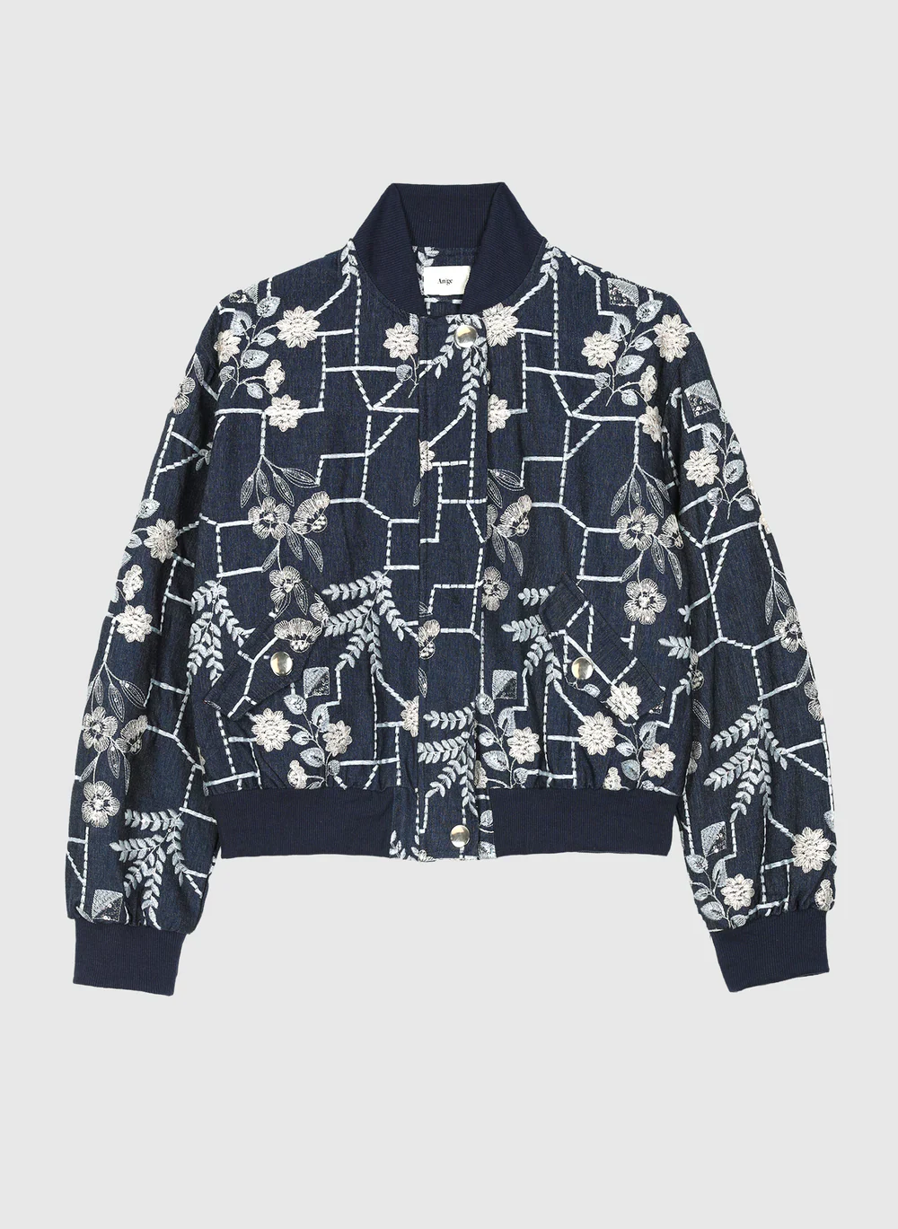 Indigo Jacquard Knit Oversized Jacket by An'ge