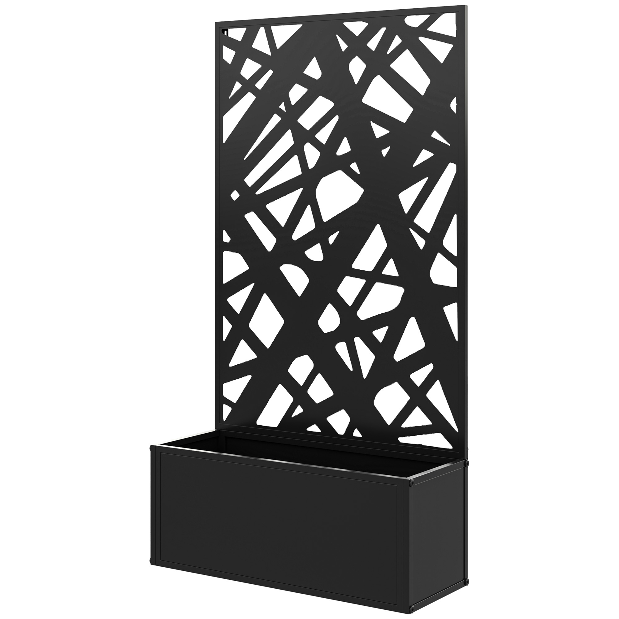 Outsunny Blumenkasten mit Sichtschutz Paravent Gitter für Kletterpflanzen, Blumenbeet - Maße 61L x 23B x 113H cm