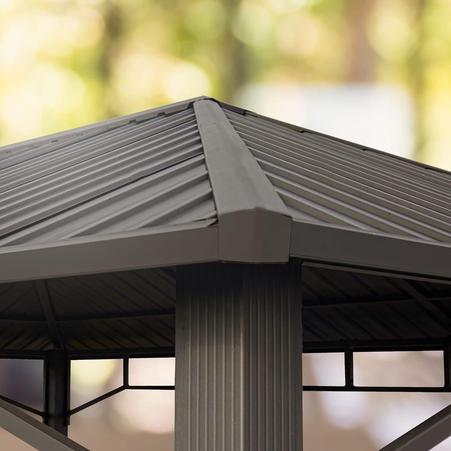 TOOLPORT Gartenpavillon 3x4 m Stahldach Hardtop 4 Seitenteile in Grau, Pfosten 9x9 cm