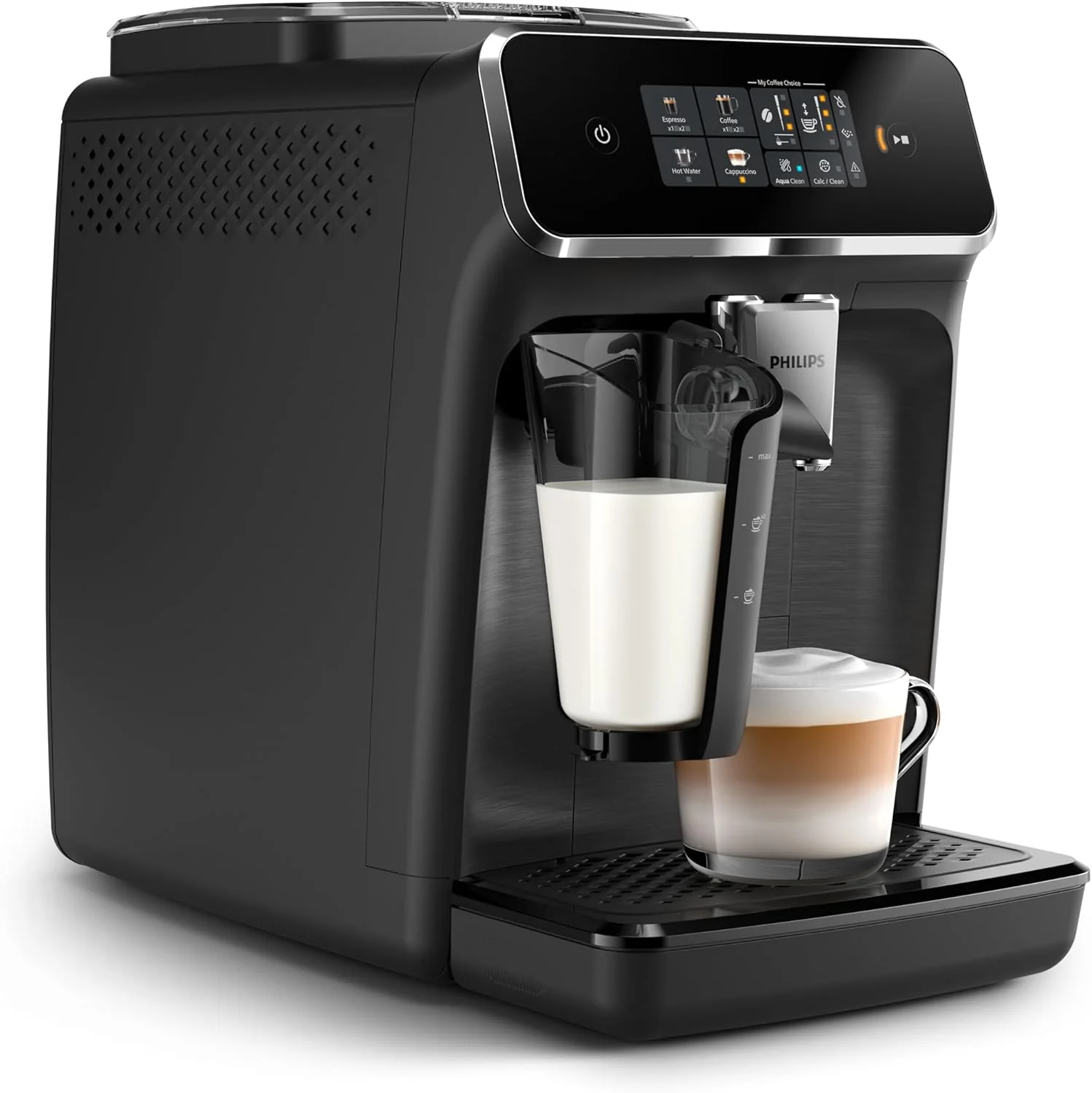 Philips Serie 2200 Espressomachine �C Klassieke Melkopschuimer, Intu?tief Touchdisplay, mat Zwart (EP2220/10)