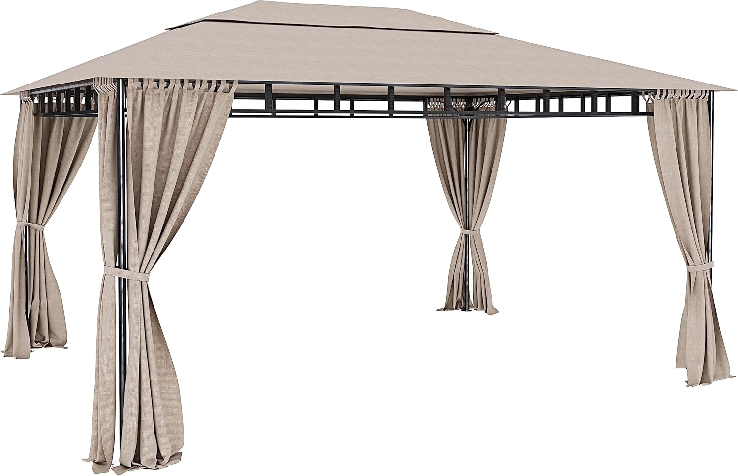 3 x 4 m Garden Gazebo with Folding Side Blinds Sturdy Steel Structure Waterproof Cover 180 g/m2 with 4 Side Panels Outdoor Garden Pool Fairs Shading Privacy (Ecrù)