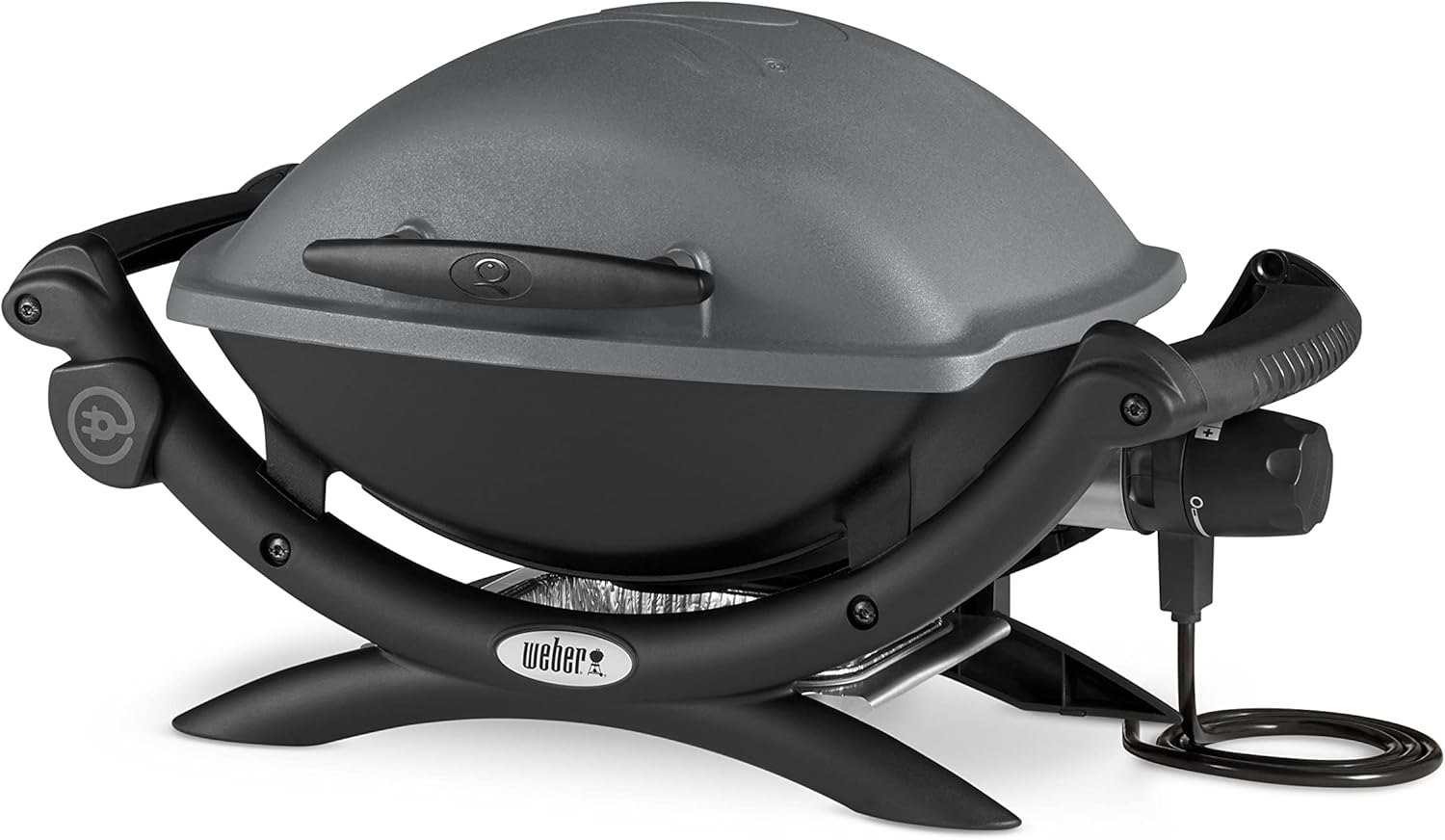 Weber Q1400 Elektrogrill, 43 x 32cm Grillfäche, portabler BBQ Grill, 2-geteilter porzellanemaillierter Guss-Grillrost, Aluminiumguss Deckel & Gehäuse - Dark Grey (52020079)