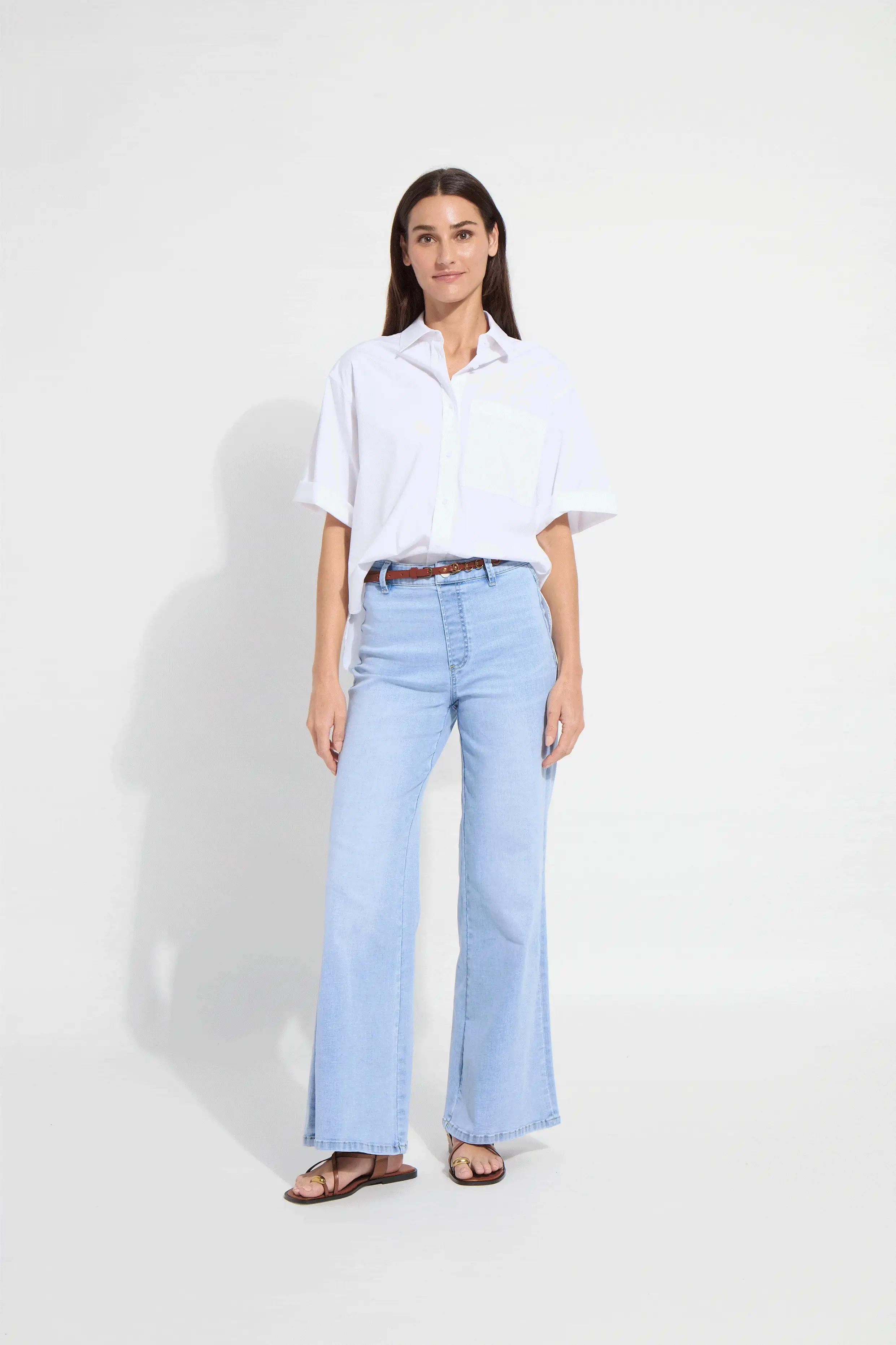 Iris Wide Leg Jeans in Bleached Blue by Lysse