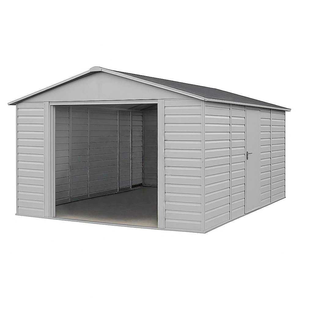 Metal udendrs garage + gr + galvaniseret stl + udendrs opbevaring + 500x300x270 cm