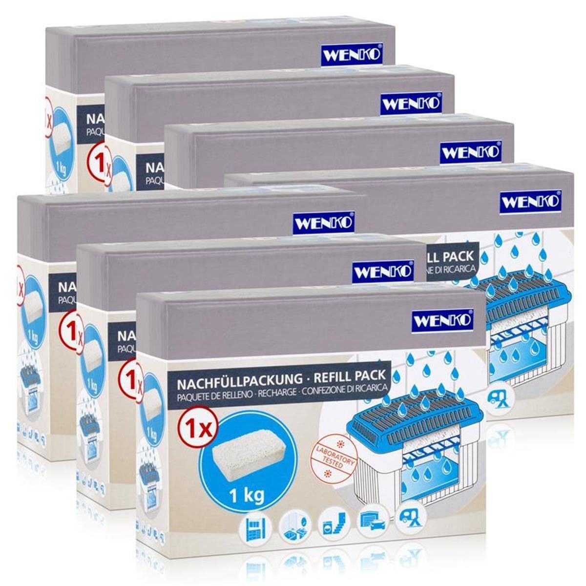 Luftentfeuchter 7x Wenko Nachfüllpackung Feuchtigkeitskiller Raum-Entfeuchter, 1kg Gra
