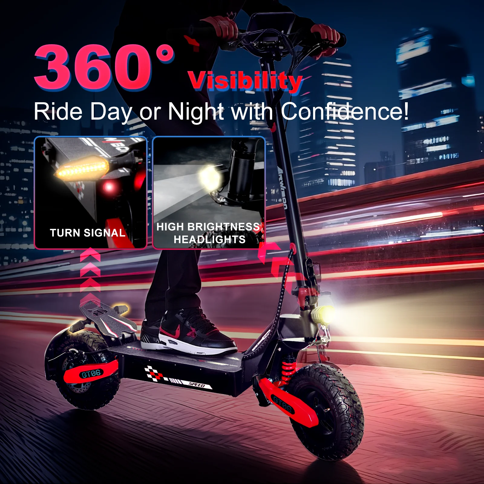 Off Road Electric Scooter for Adults, 1200W Motor Fast E Scooter, Up to 28MPH Top Speed & 20Miles Long Range, 11