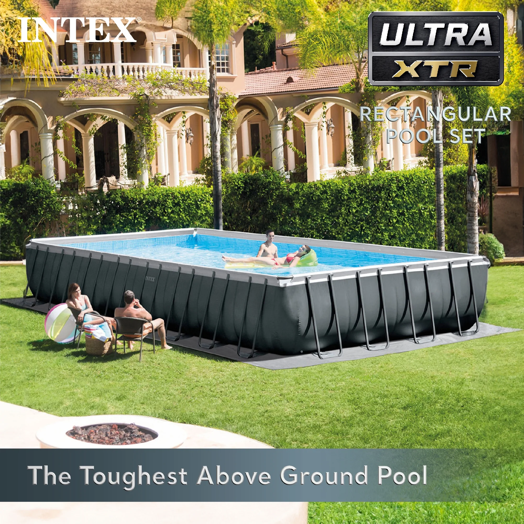 INTEX 24ft x 12ft x 52in Ultra XTR Above Ground Pool, Floats (2 Pack), & Inflatable Cooler