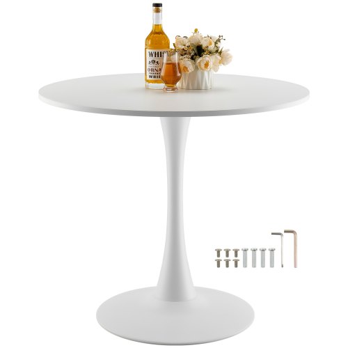VEVOR Runder Esstisch Küchentisch Holz (nur Tisch) Esszimmertisch 80cm Weiß