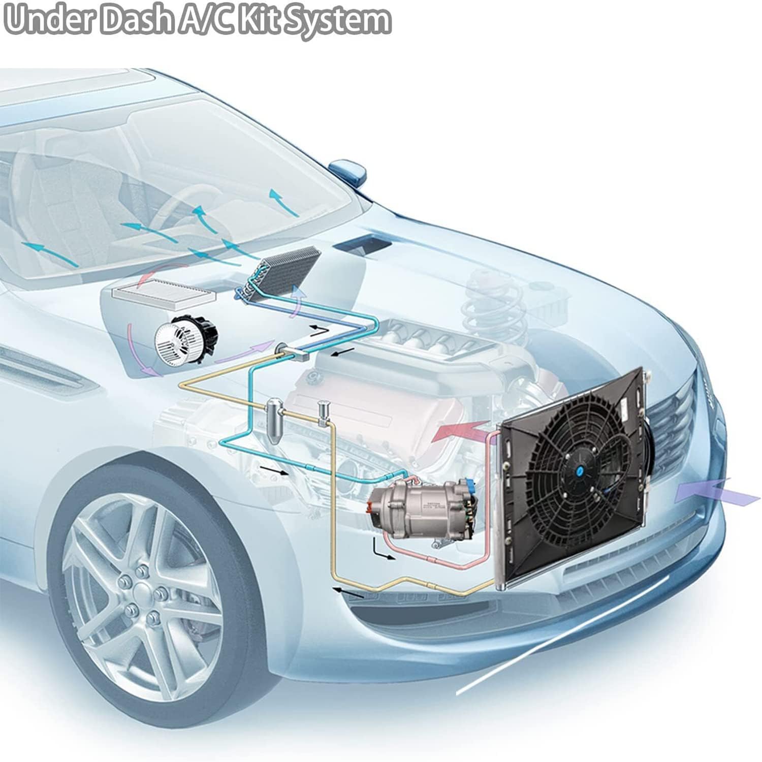Gouku Universal-Klimaanlage, 12 V, nur Kühlfunktion, universelle Passform, Van, Taxi, automatische Wohnmobile, LKW, elektrisch, AC, energiesparend, Schwarz