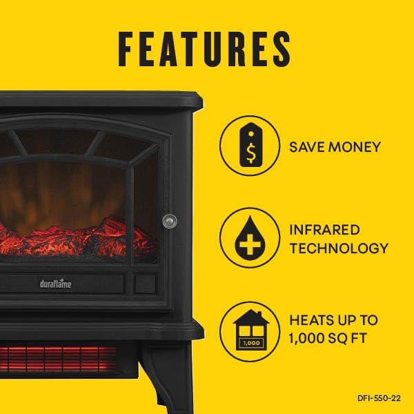 duraflame® Infrared Quartz Electric Fireplace Stove Heater, Black