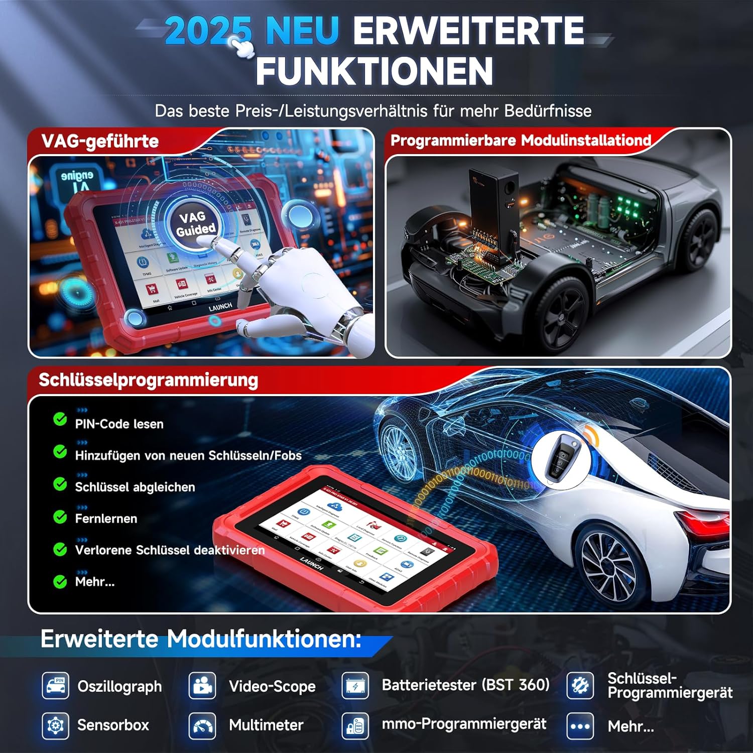 Launch CRP123I V2.0 OBD2 Diagnosegerät Auto, 4 Systeme Auslesegerät Auto, Launch Diagnosegerät mit Öl/EPB/DPF/SAS/BAS/BMS/Drosselklappe Reset, Auto VIN, Batterie-Test, Lebenslanges Update Scan Tool