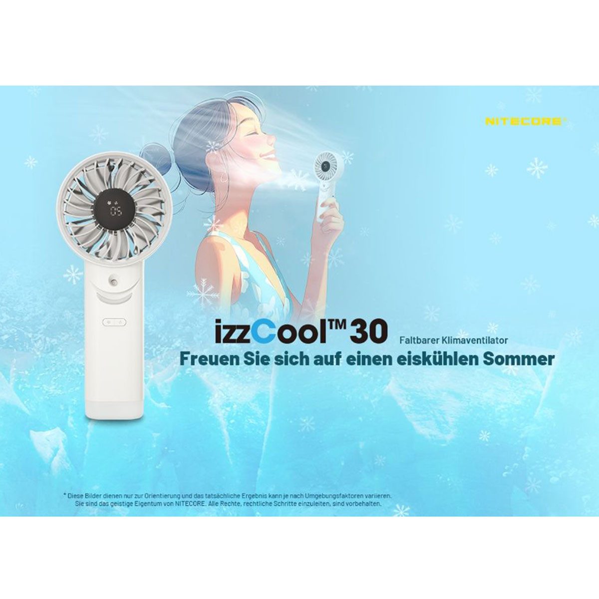 Handventilator IzzCool 30 - Handventilator Mit Wasserzerstäuber Cloud White
