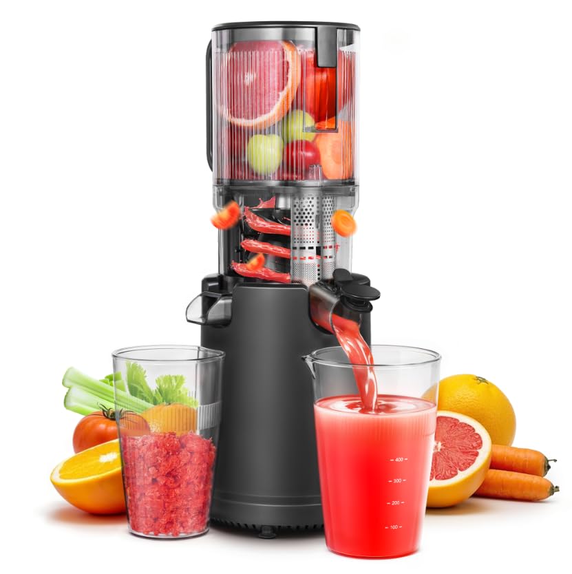 Slow Cold Press Juicer Machine: Electric Masticating Juicer Extractor Easy Clean   Whole Fruit Vegetable Juice Maker   Cold Pressed Slow Blender Juicer with Wide Large Chute Mouth: Home & Kitchen