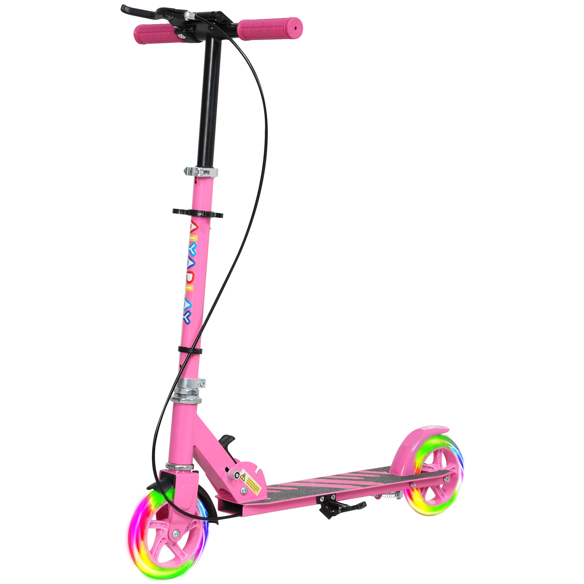 AIYAPLAY Kinderroller, Doppelte Bremsen, Metallrahmen, Fußstütze, faltbar, 3-8 Jahre, Rosa