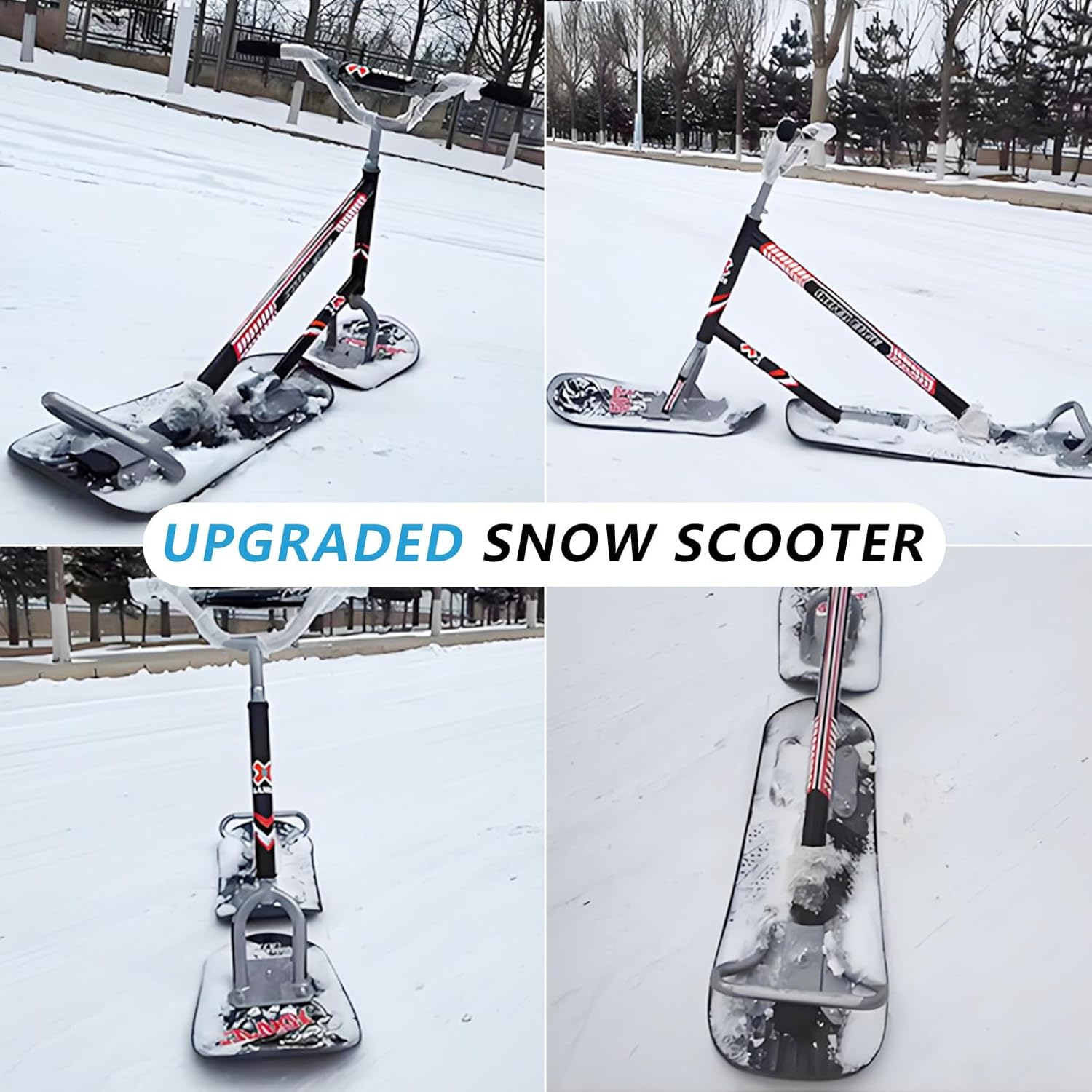 All-Terrain-Snowboard-Schlitten FüR Erwachsene, Jugendliche Und Familien, 360° Drehbares Schneemobil FüR Erwachsene, Aluminiumrahmen, Max. Tragkraft 150 Kg Wood