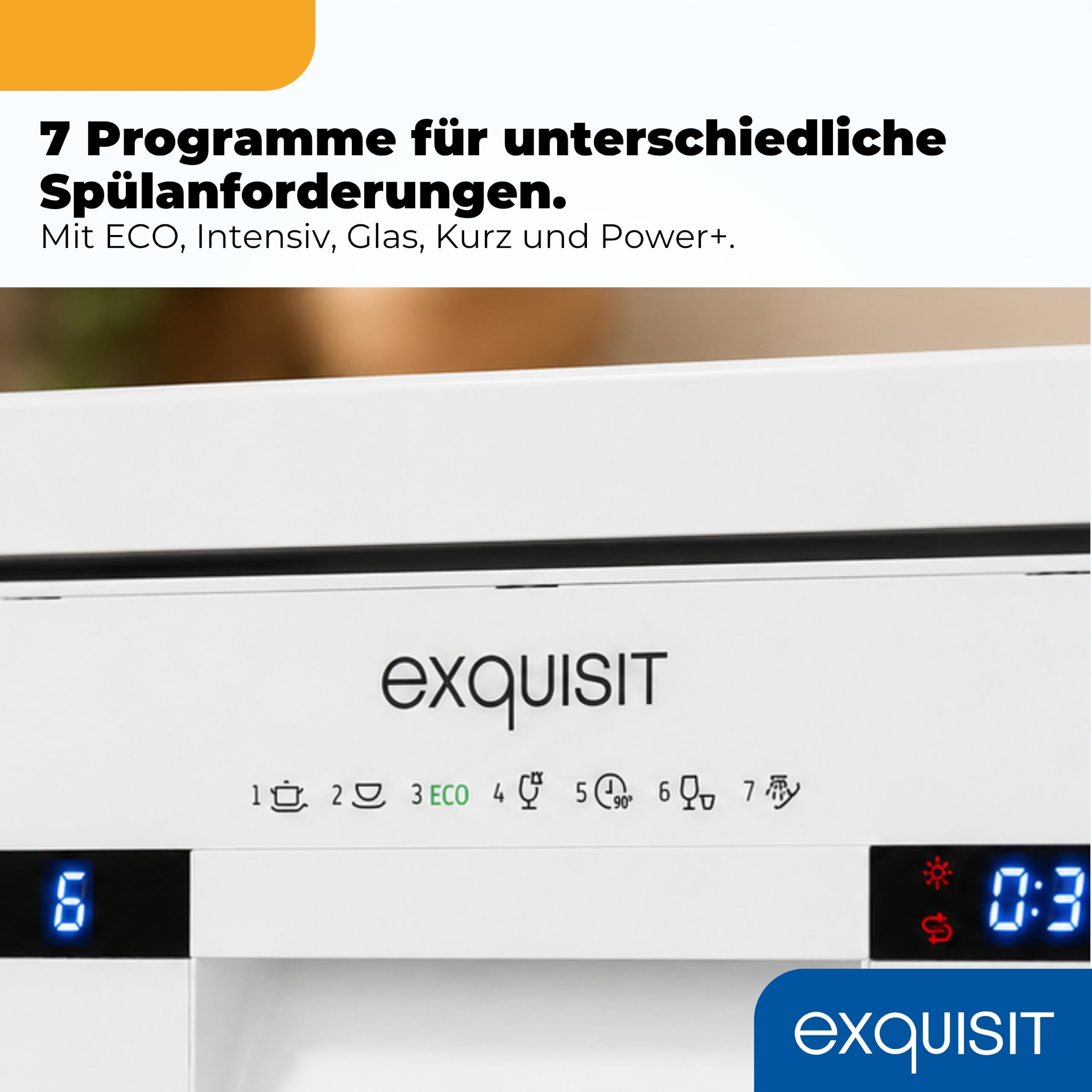 Freistehende Spülmaschine 45 cm für 9 Maßgedecke, 7 Programme bis 65 °C mit ECO-Modus und 49 dB(A), weiß