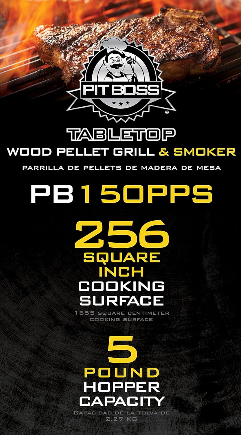 PIT BOSS 10697 Table Top Wood Grill With Temperature Control  Mahogany