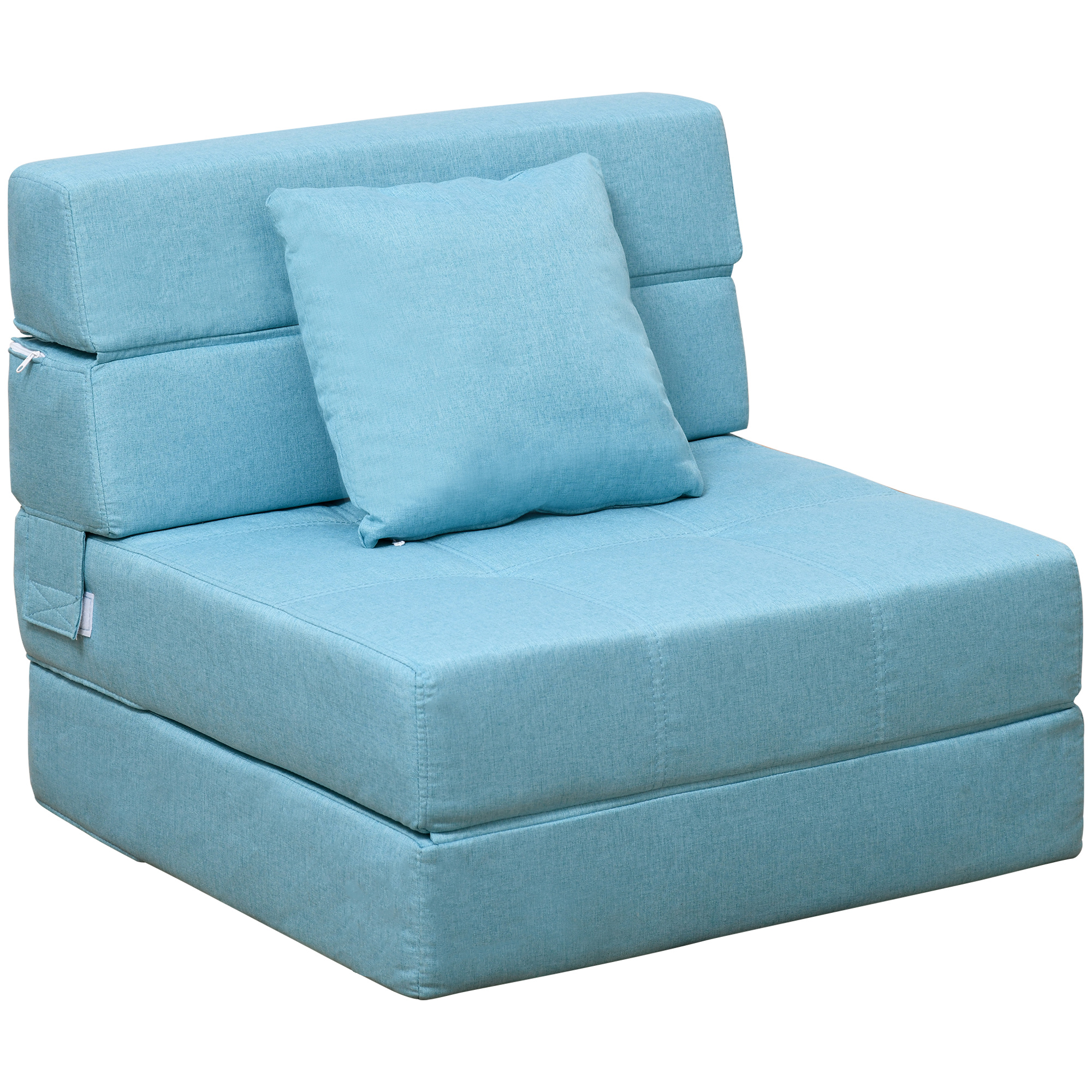 HOMCOM Schlafsessel klappbar, Schlafsofa, 2-in-1 Klappsessel mit Bettfunktion, Relaxsessel mit Kissen, Gästebett für Wohnzimmer, Schlafzimmer, bis 100 kg Belastbar, Blau