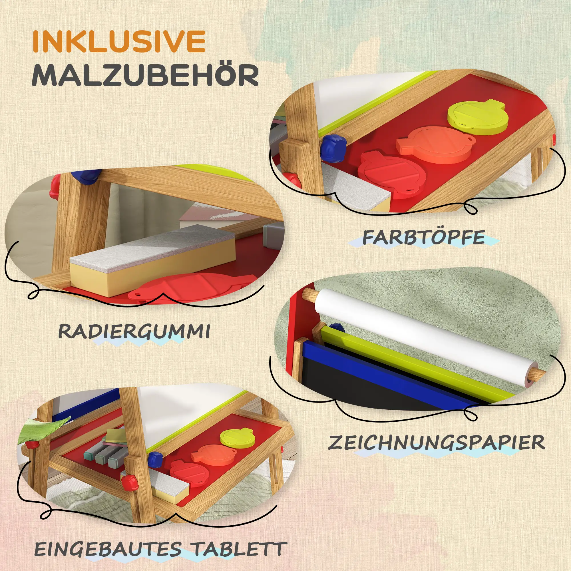 AIYAPLAY 3-in-1 kindertafel in hoogte verstelbaar �C natuurhout