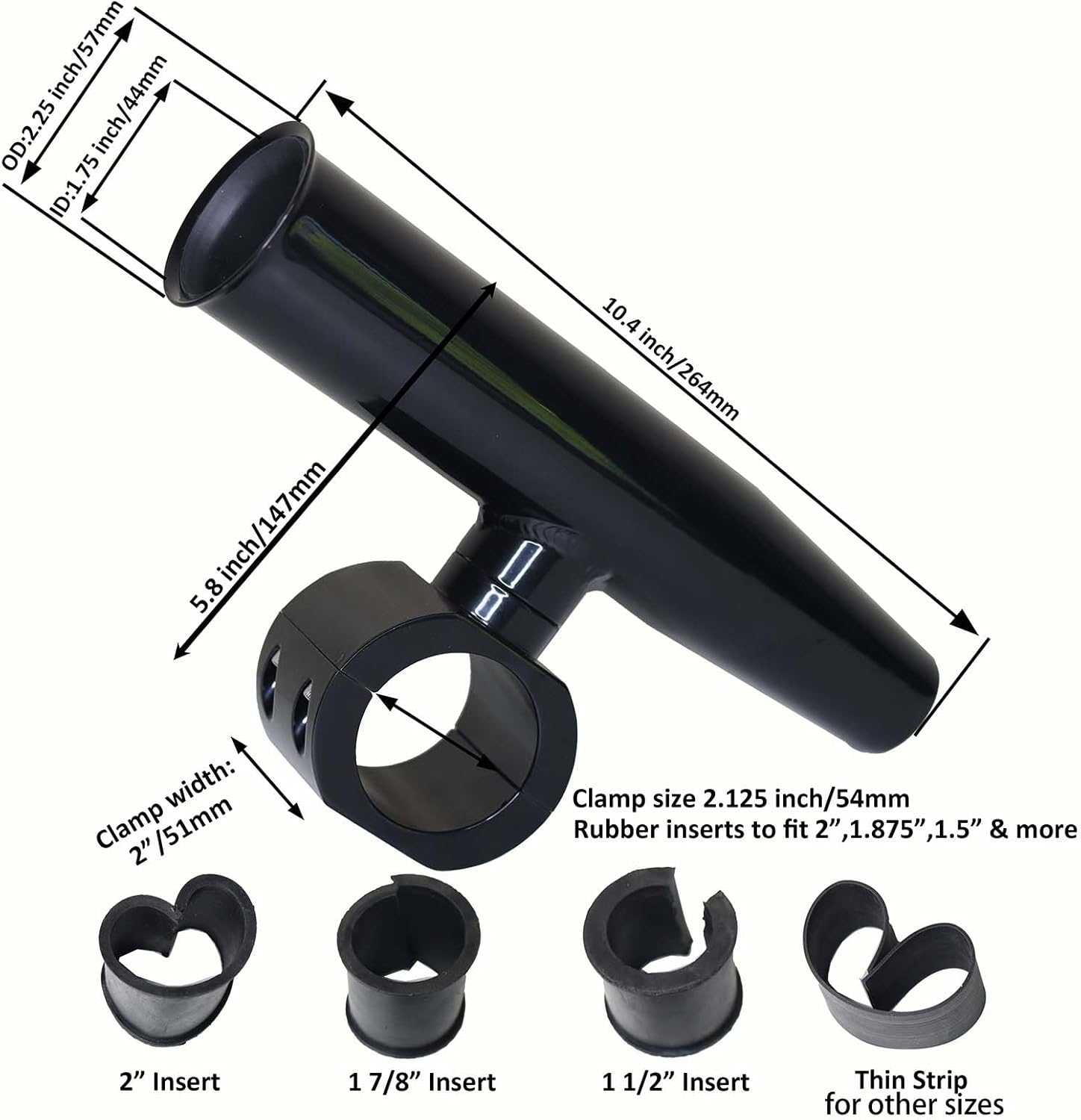 Rutenhalter aus Aluminium, Einzelklemme, passend für 3,8 cm, 4,8 cm, 5,1 cm, horizontale oder vertikale Angelboote, Turm/Anlehnpfosten/Schiene