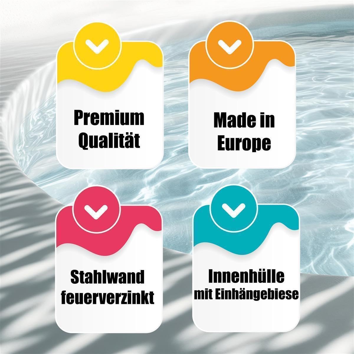 Stahlwand Ovalpool-Set (L x B x T) 8,00 m x 4,20 m x 1,50 m, Pool Made in Europe, mit Edehlstahlleiter für Tiefbecken, SF152 Sandfilteranlage mit 11 m³/h, Einbauskimmer, Filtersand, Poolschlauch