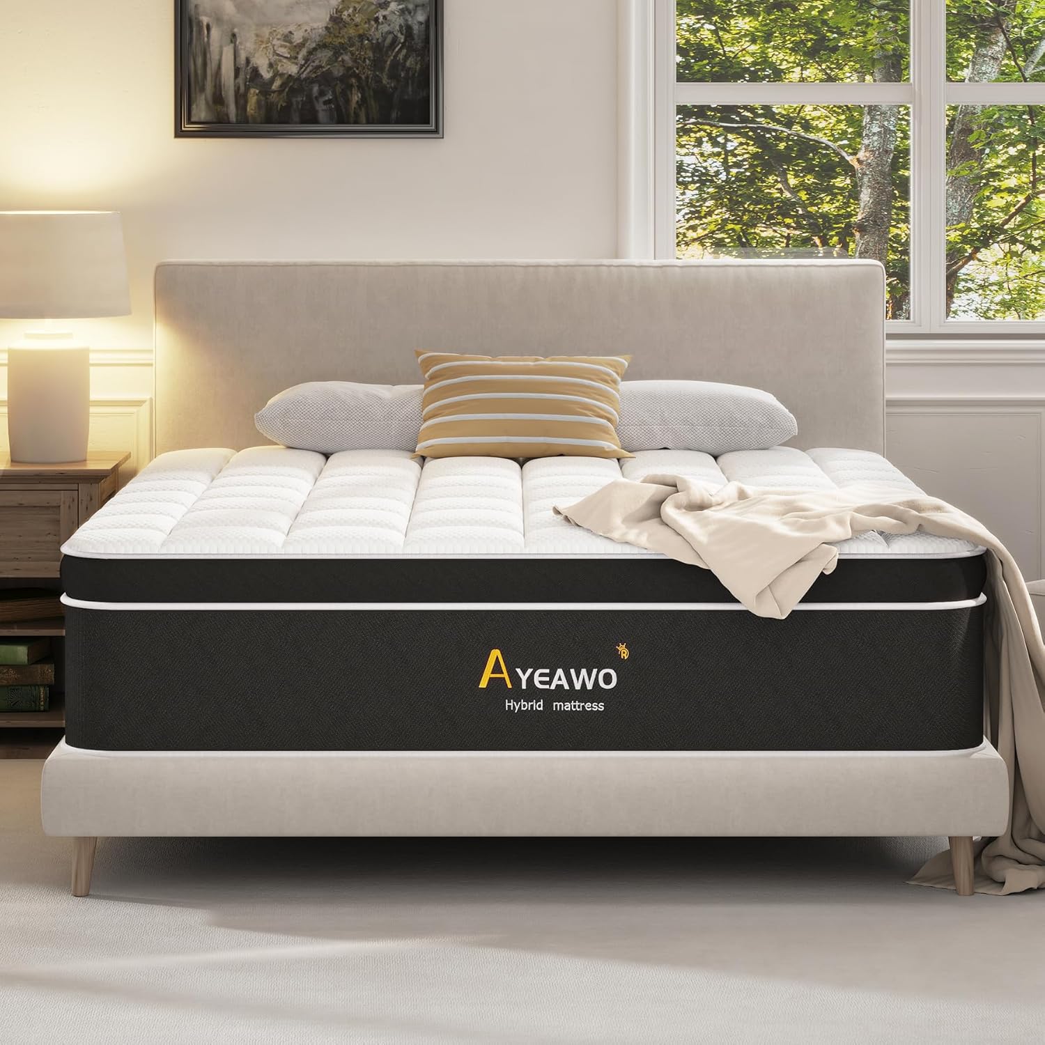 14 Inch Queen Mattress, Hybrid Mattress Queen Size Bed with Gel Memory Foam and Pocket Springs, 365-Night Trial, Pressure Relief Comfy Bed in a Box, CertiPUR-US, Medium Plush