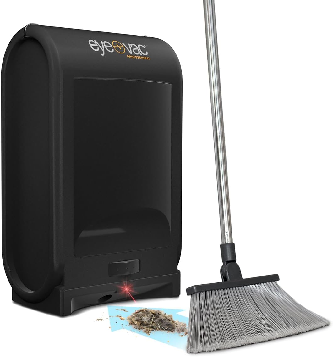 EyeVac Pro 2025 Aspirapolvere automatico Touchless con paletta – Ultra veloce e potente – Ideale per spazzare, peli di animali, cibo, sporco, cucina, aspirapolvere con cavo, senza sacco, sensori automatici, 1400 Watt (nero)