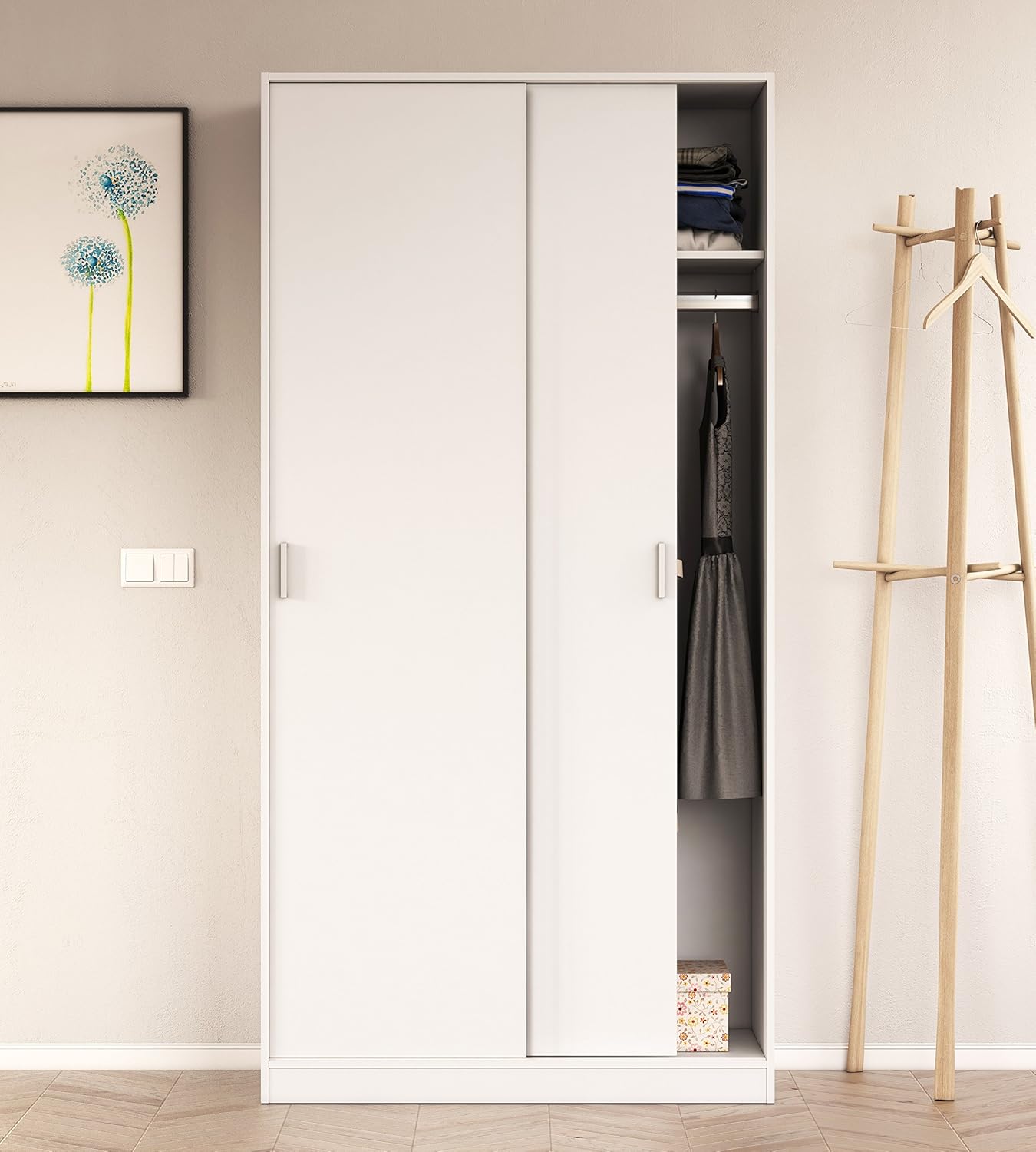 13Casa Jenny B01 Sliding Door Wardrobe, Melamine, 100 x 50 x 200 cm
