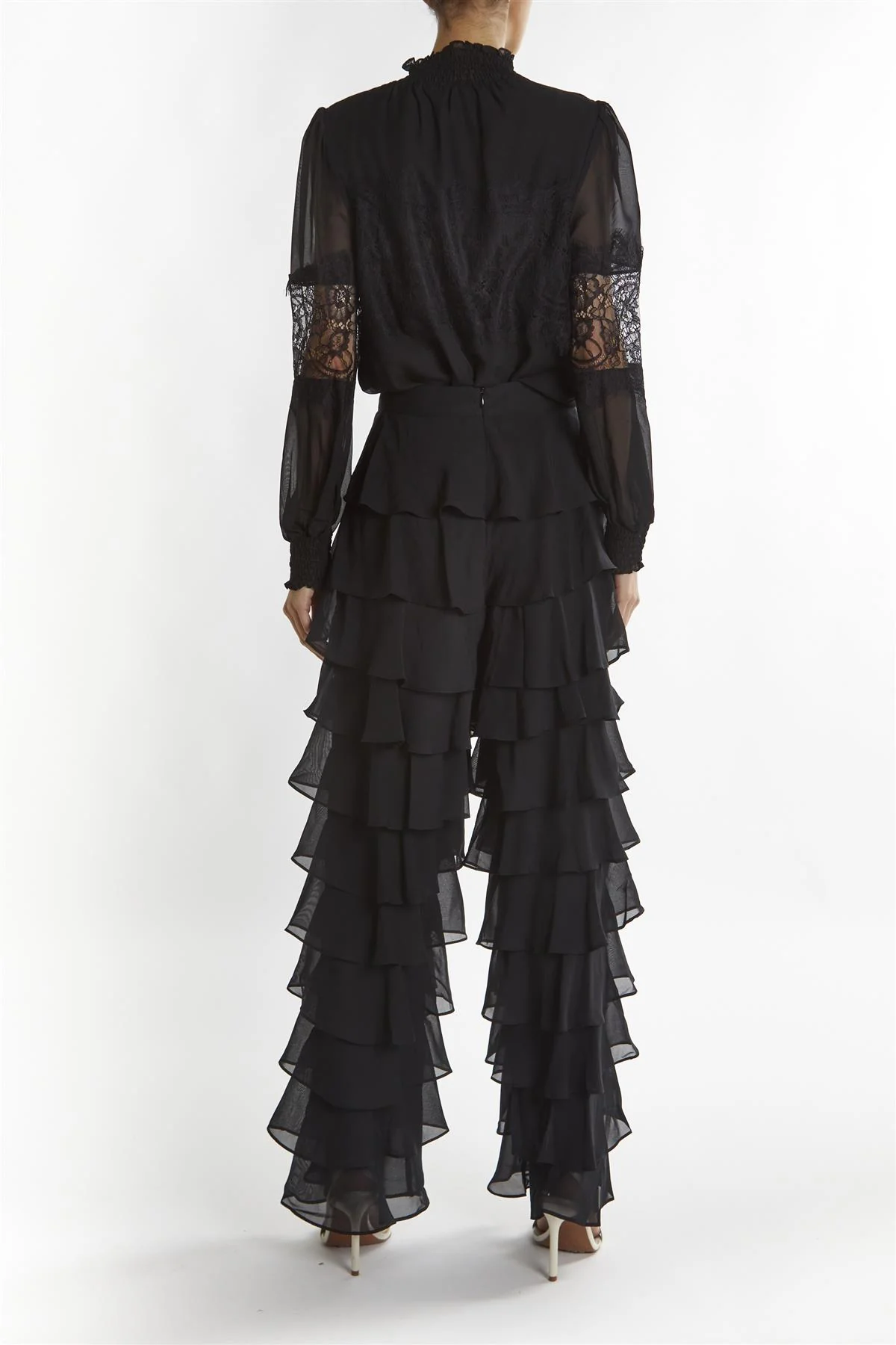 Lauren Black Tiered Ruffle Trousers