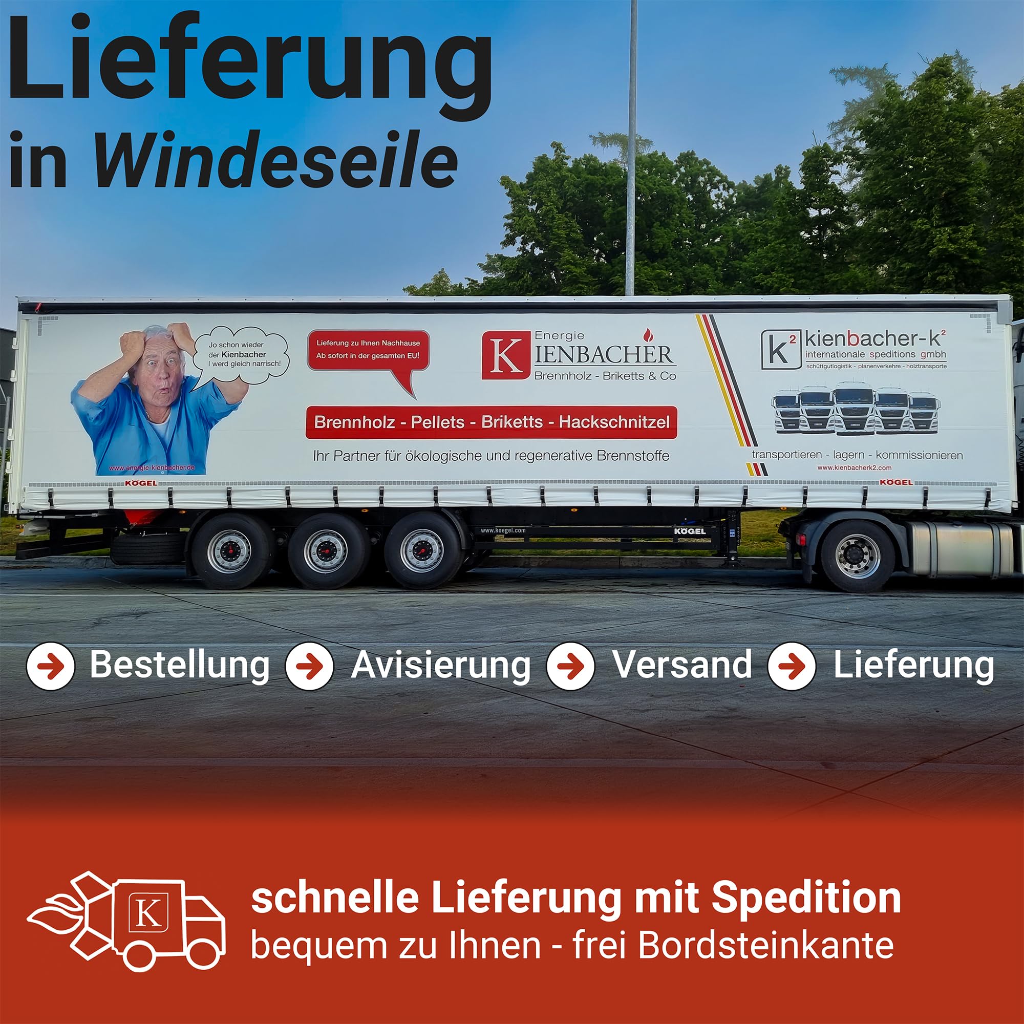 Nestro Hartholzbriketts aus Buche und Eiche, 960 kg Palette, Ø 70-90 mm, 5,2 kWh/kg