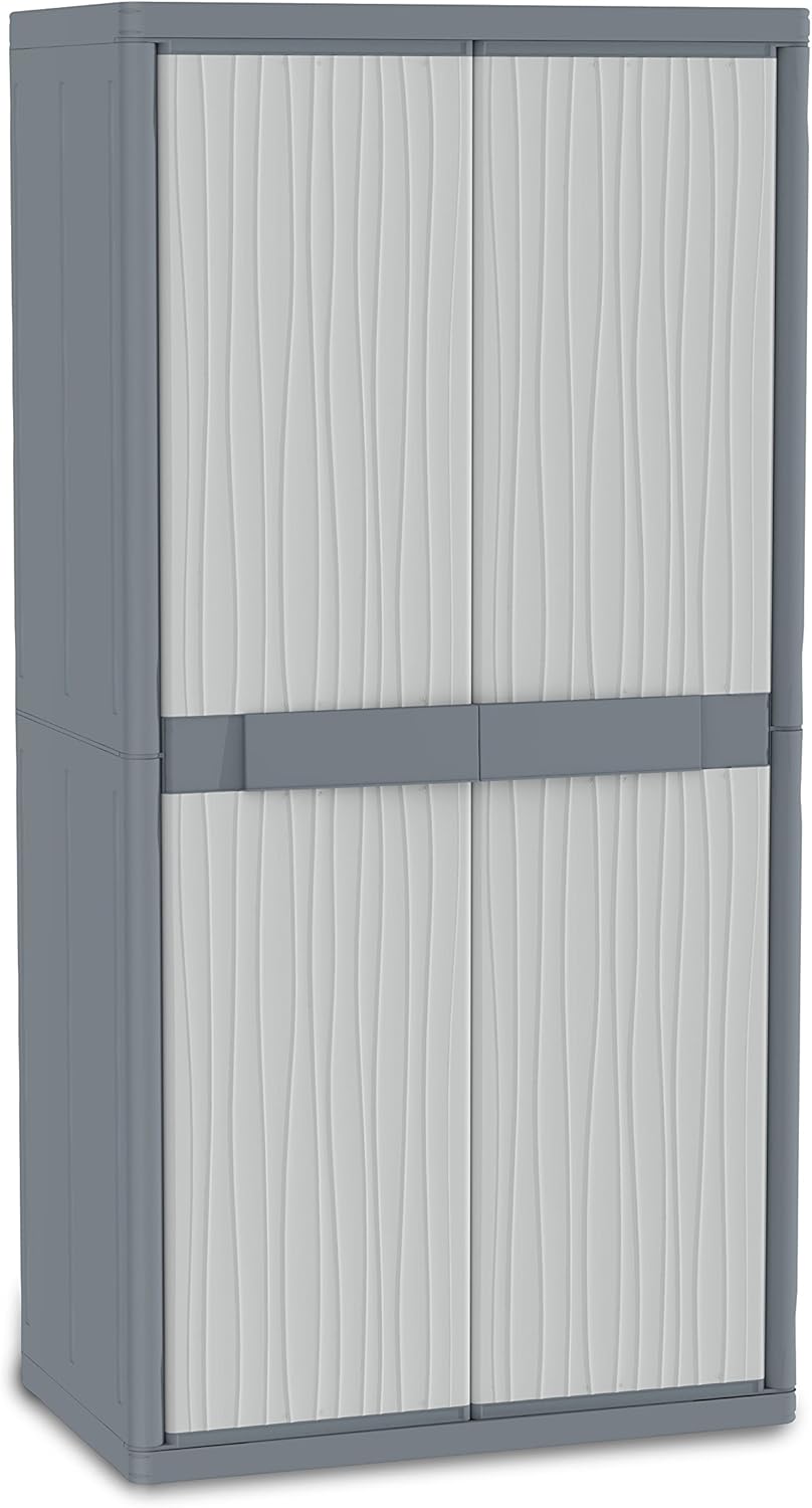 Terry, Jumbo 3900 UW, Indoor Outdoor Wardrobe with Two Doors, Vertical Divider, 4 Internal Shelves, Material: Plastic, Dimensions: 89.7 x 53.5 x 180 cm