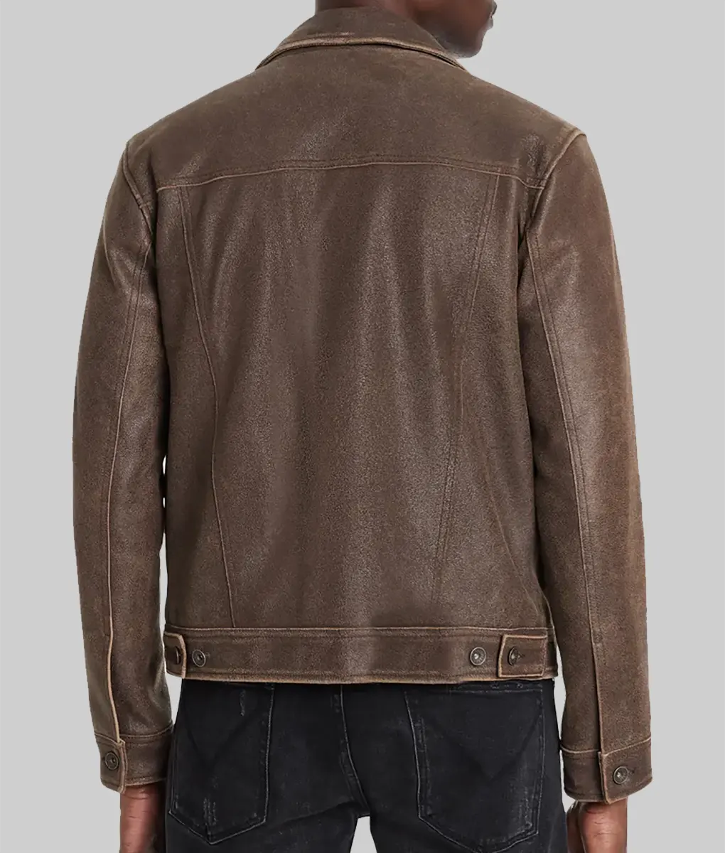 Jasper Distressed Brown Suede Trucker Jacket