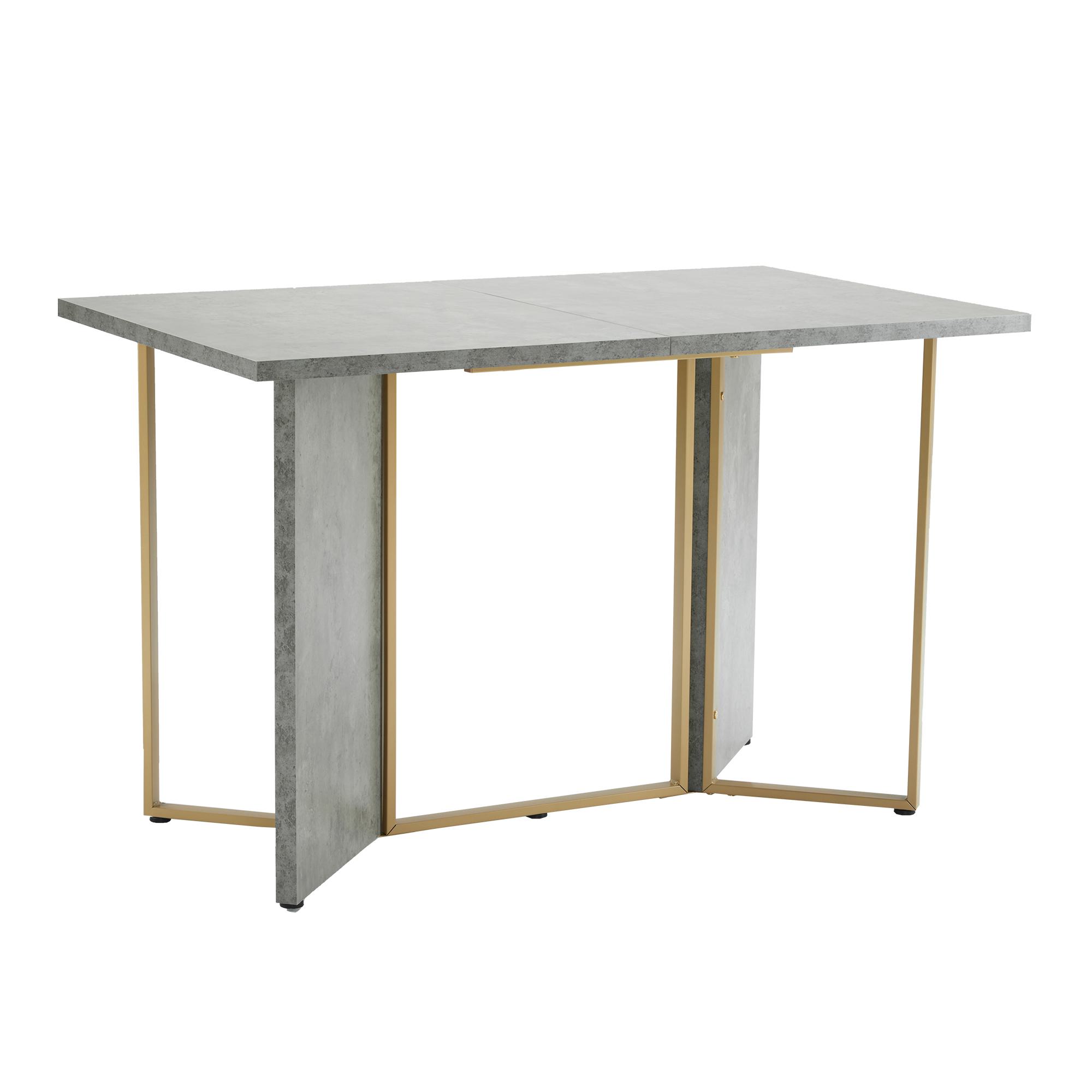 Moderner Esstisch mit Zementoptik, vielseitig für Esszimmer und Wohnzimmer, 119×70×75cm, Gold+Grau