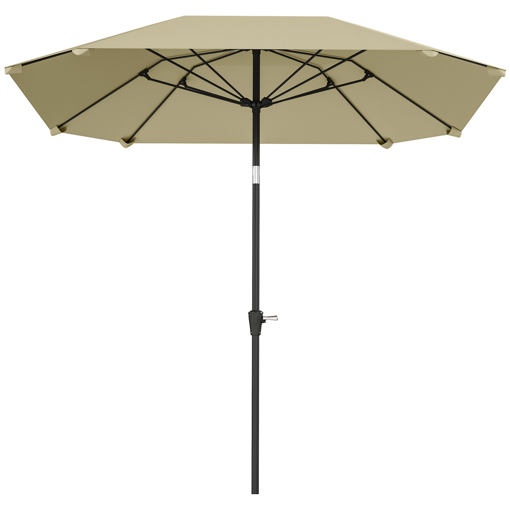 Outsunny 2,3 m Sonnenschirm ohne Basis, Verstellbarer Terrassenschirm mit Kurbel, Polyester, Aluminium, Fiberglas, Beige