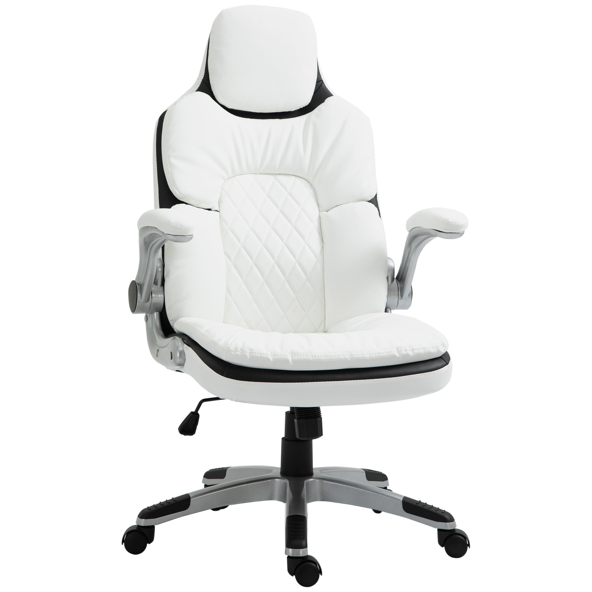 Vinsetto Ergonomischer Bürostuhl mit klappbare Armlehnen, Höhenverstellbarer Schreibtischstuhl mit Wippfunktion, dick gepolsterter Stuhl mit verstellbare gepolsterte Armlehne 69 x 67 x 113-121 cm