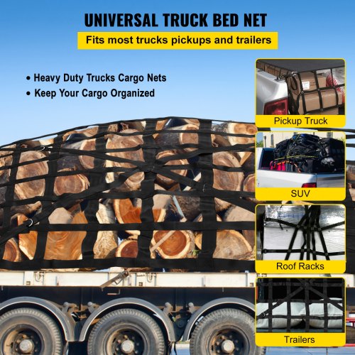 VEVOR Gepäcknetz Ladungsnetz Ladungssicherungsnetz LKW D-Ring-Haken 168x128cm