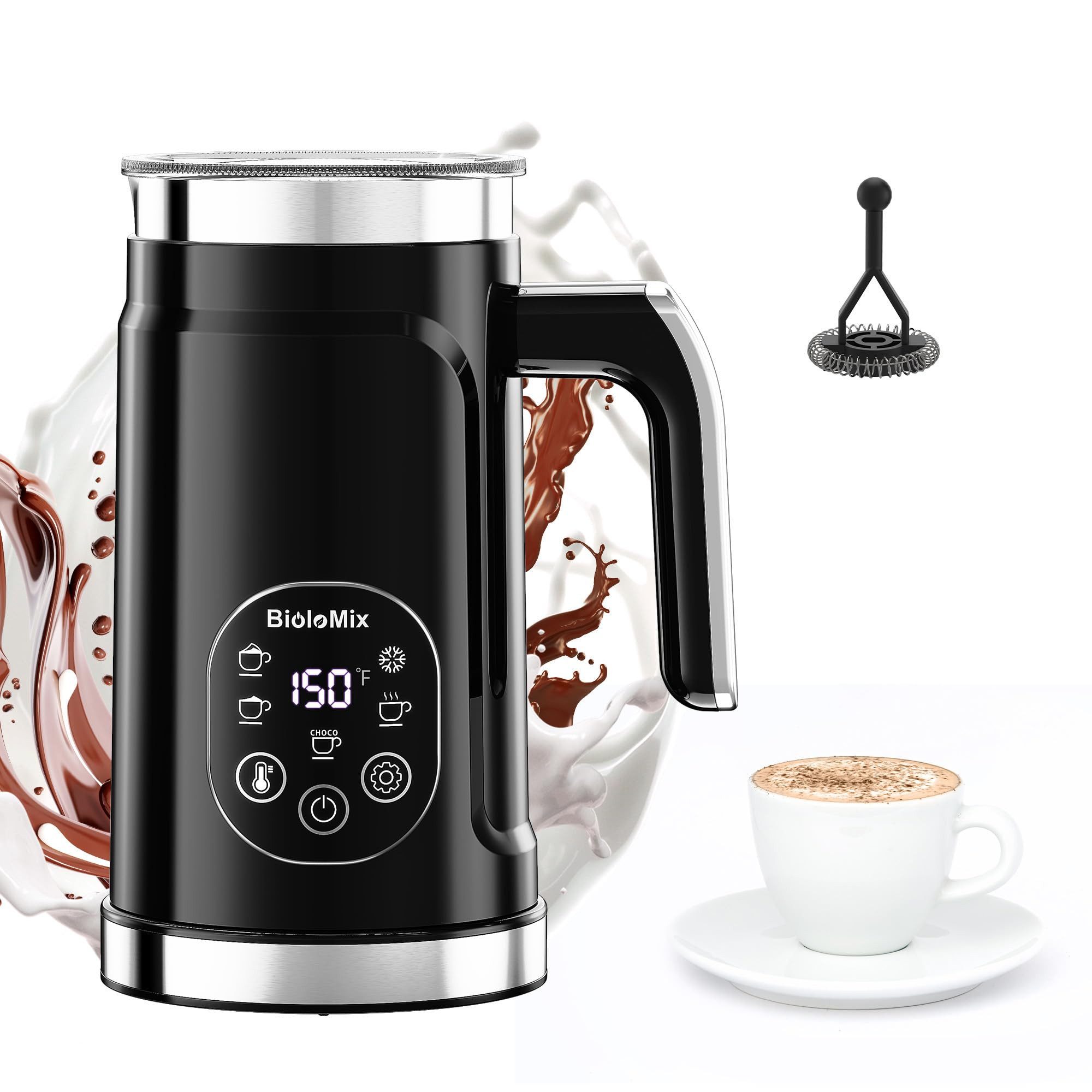 Milchaufschäumer Elektrischer Milchaufschäumer 5-in-1, LCD-Display, Temperaturregelung