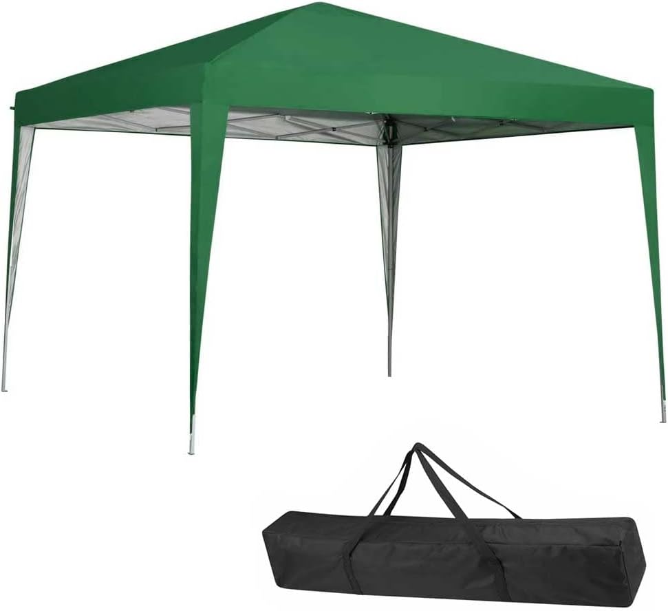 BAKAJI Gazebo 3 x 3 m Folding Polyester Fabric Waterproof Metal Structure Folding Accordion Portable Marquee Market Outdoor Garden + Carry Bag (Blue)